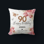 Happy Birthday 90 Personalized Throw Pillow<br><div class="desc">90 Happy Birthday Personalized year pillow. Easy to adjust. All text is adjustable if needed.</div>