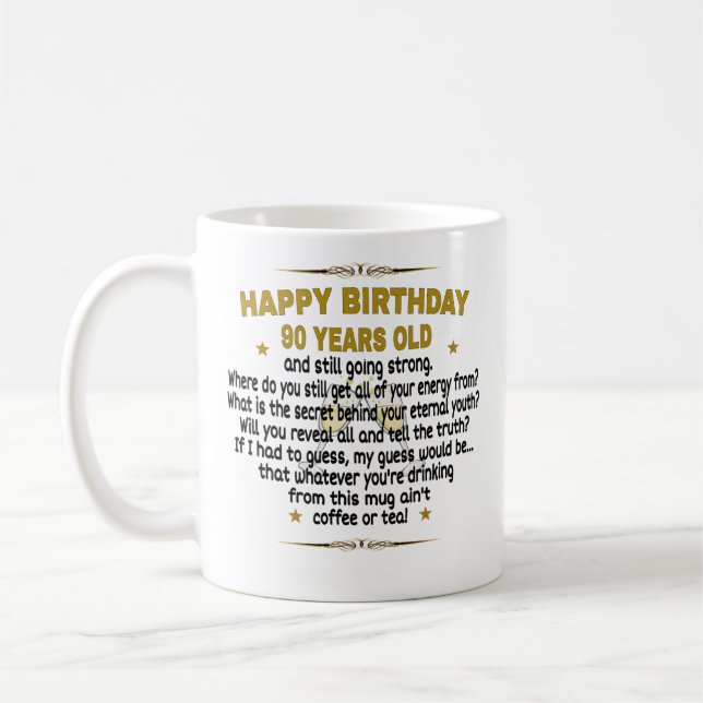  Happy Birthday 90 Years Old Coffee Mug (Left)