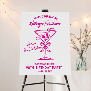 Happy Birthday 90th Party Pink Martini Welcome Foam Board