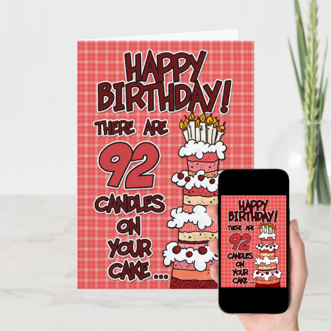 Happy Birthday - 92 Years Old Card | Zazzle