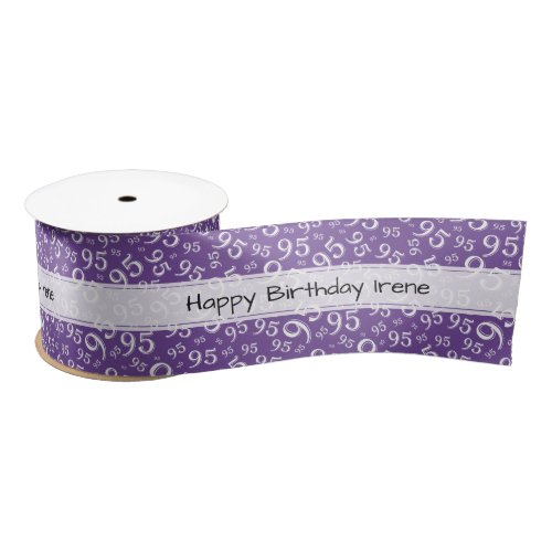 Happy Birthday 95 Number Pattern Purple/White Satin Ribbon