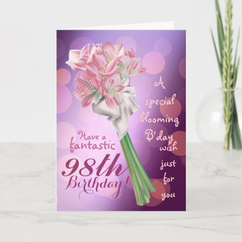 Happy Birthday _ 98th pink flowers Greeting card