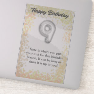 Happy birthday 9 year old sticker
