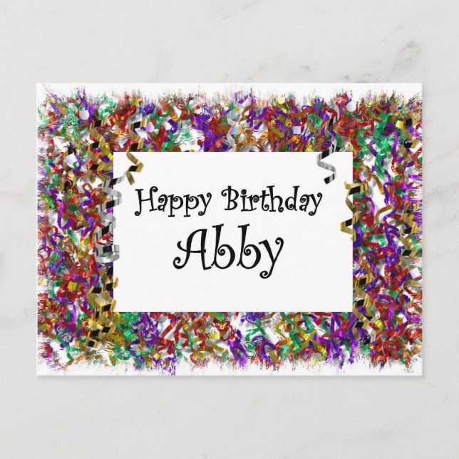 Happy Birthday Abby Postcard (Front)