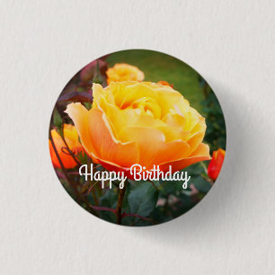 Happy Birthday About Face Rose #2 Button