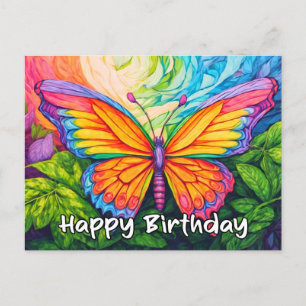 Happy Birthday Abstract Butterfly Drawing Holiday Postcard