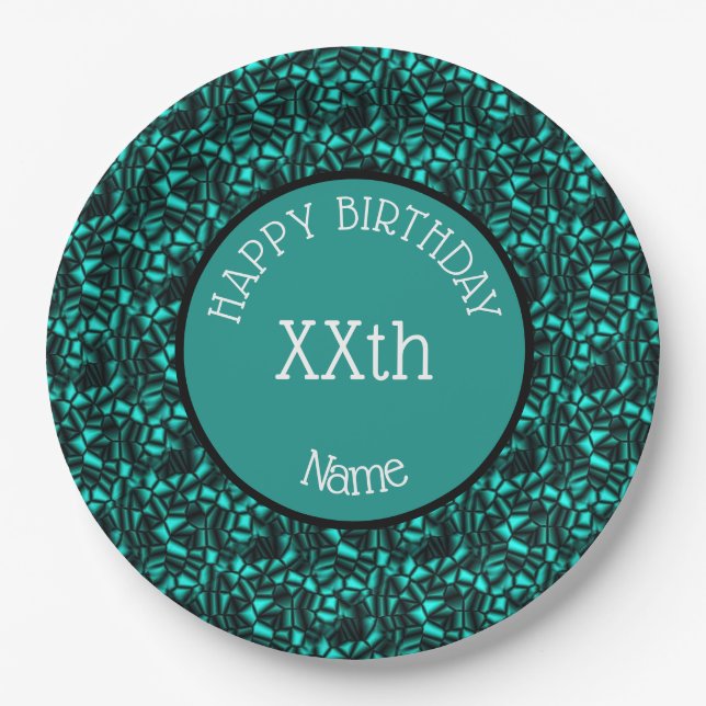 Happy Birthday Abstract Design Personalized   Paper Plates (Front)