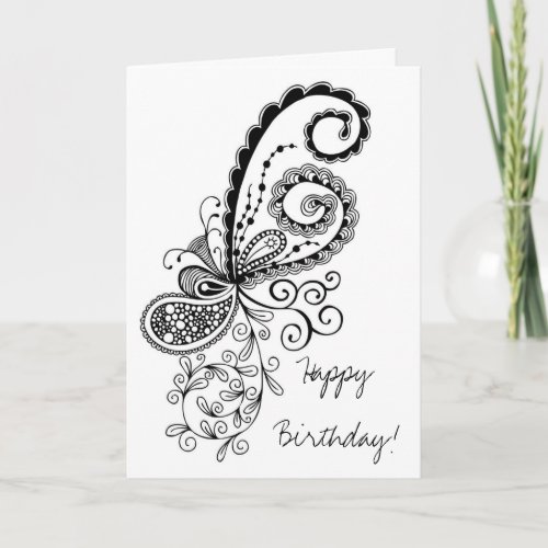 Happy Birthday Abstract Doodle Card