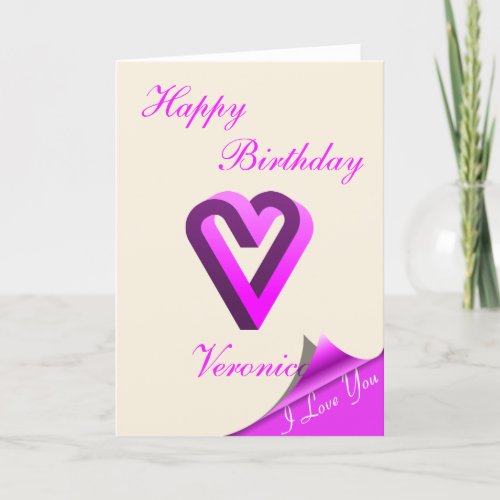 Happy Birthday _ Abstract Fuchsia Heart Card