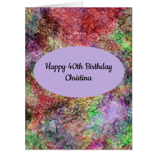 Happy Birthday Abstract Misty Swirls of Color Card (Front)
