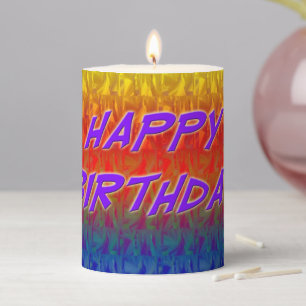 Happy Birthday Abstract Pillar Candle