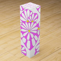 Happy Birthday | Abstract Pink Floral Design | Wine Box