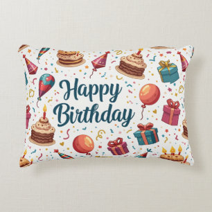 Happy Birthday Accent Pillow with Balloons