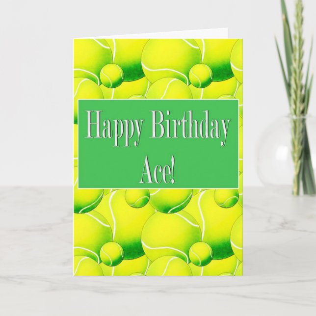 Happy Birthday Ace, Tennis Ball Card (Front)