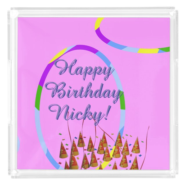 Happy Birthday  Acrylic Tray (Front)