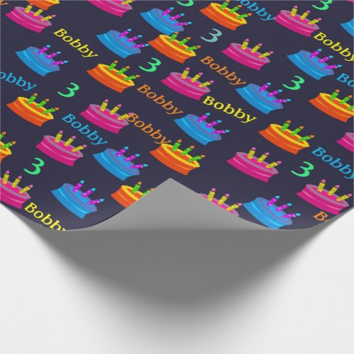 Happy Birthday Add Childs Name  Age Colorful Wrapping Paper