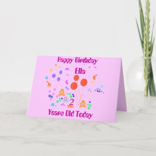 Happy Birthday Add name 2 years old Card