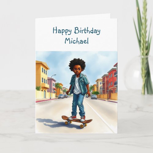 Happy Birthday (Add Name) |  Boy on Bike in City