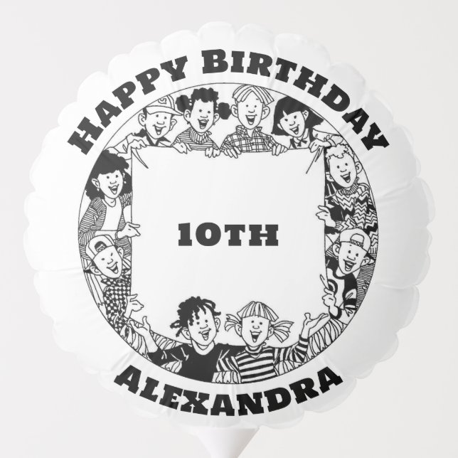 Happy Birthday Add name date photo Balloon (Back)