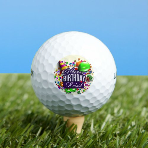 Happy Birthday Add Name Gift 12 Golf Balls