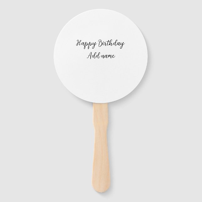 Happy birthday add name title simple minimal  hand fan (Front)