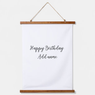 Happy birthday add name title simple minimal hanging tapestry