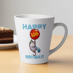 Happy Birthday! Add The Age Opossum & Red Balloon Latte Mug