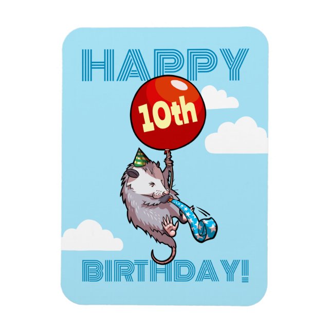 Happy Birthday! Add The Age Opossum & Red Balloon Magnet (Vertical)
