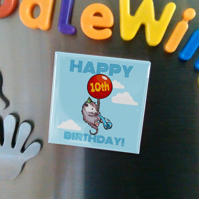 Happy Birthday! Add The Age Opossum & Red Balloon Magnet (Creator Uploaded)