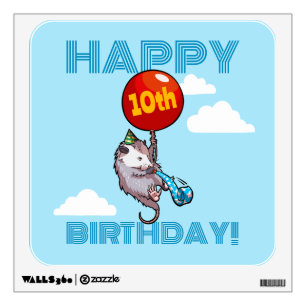 Happy Birthday! Add The Age Opossum & Red Balloon Wall Decal