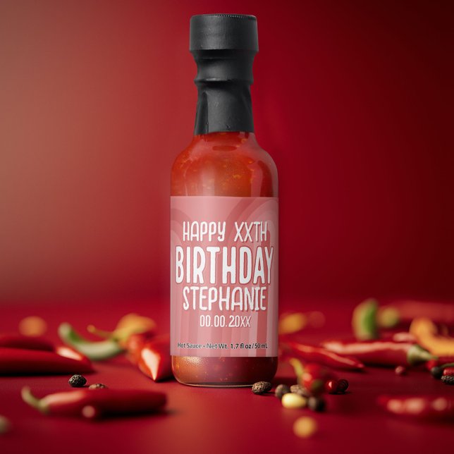 Happy Birthday - Add Year and Name with Stripes Hot Sauces (Custom Hot Sauce)