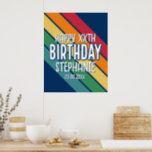 Happy Birthday - Add Year and Name with Stripes Poster<br><div class="desc">Happy Birthday to the birthday boy or birthday girl. Celebrate the big day in style with a cute button for anyone to wear!</div>