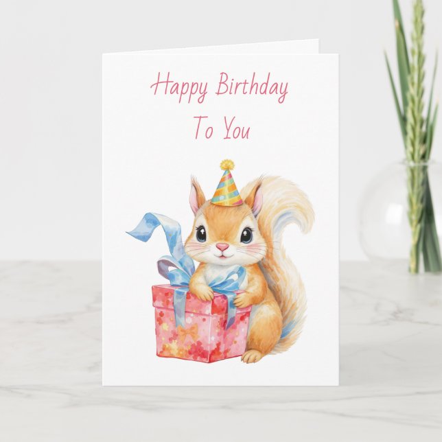 Happy Birthday | Adorable  Squirrel Card (Front)