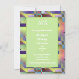 Happy Birthday Adult Any Age Abstract Pattern Invitation