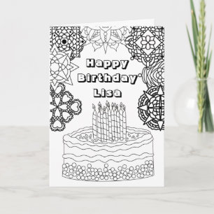 Happy Birthday Adult Coloring Card