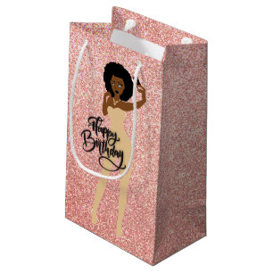 Happy Birthday! African American Rose Gold Gift Ba Small Gift Bag