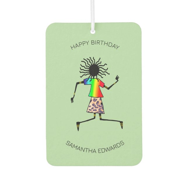 Happy Birthday, African Art Cute Happy Dancer  Air Freshener (Front)