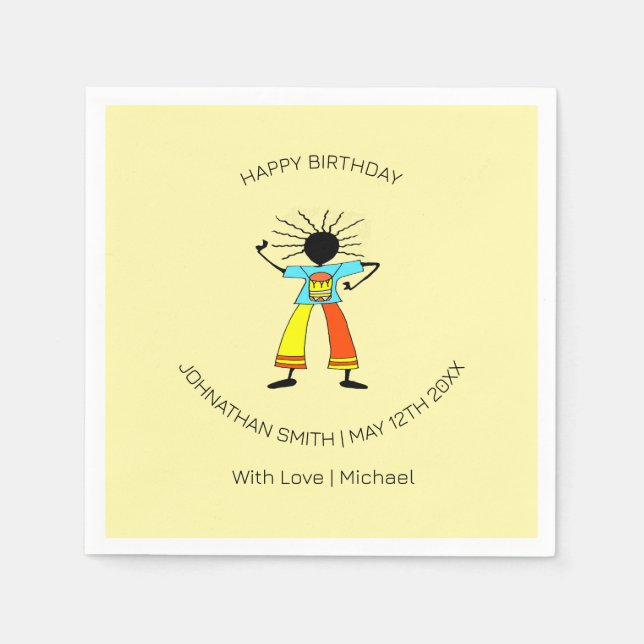 Happy Birthday, African Art Master Drummer  Napkins (Front)