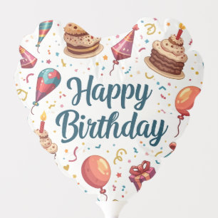 Happy Birthday Air-Filled Balloon Heart with Ballo