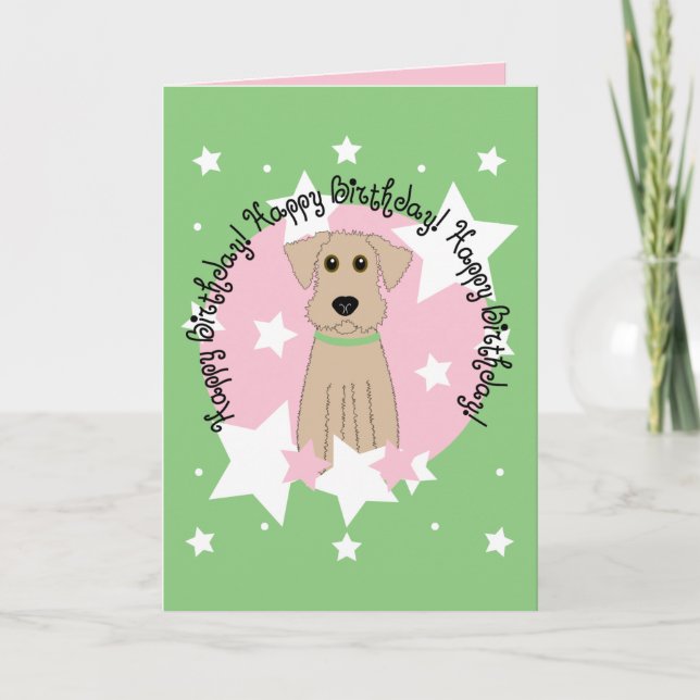 Happy Birthday Airedale Terrier Card (Front)