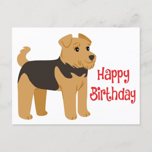 Happy Birthday Airedale Terrier Puppy Dog Postcard