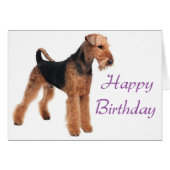 Happy Birthday Airedale Terrier Puppy Dog Purple (Front Horizontal)