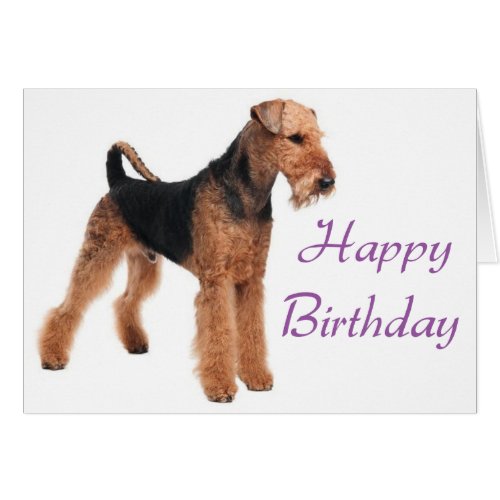 Happy Birthday Airedale Terrier Puppy Dog Purple