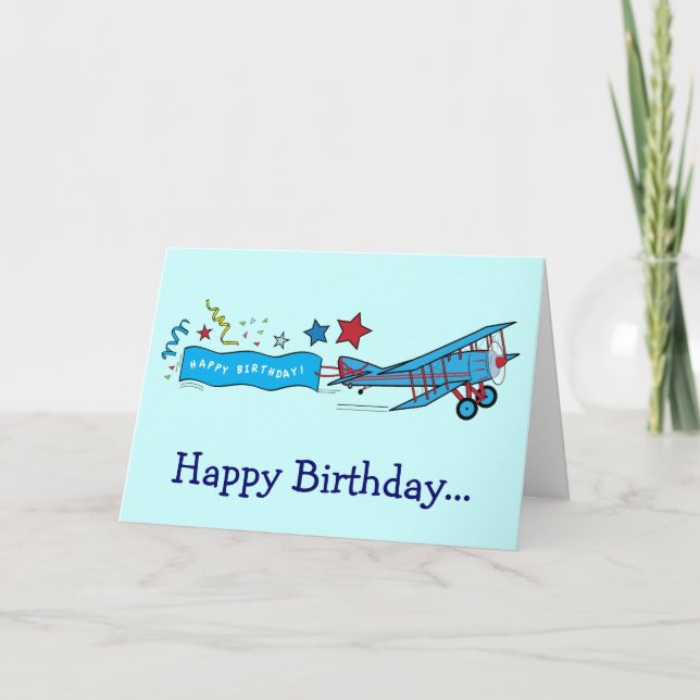 Happy Birthday Airplane from the Whole Gang Card (Front)