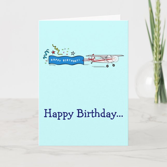 Happy Birthday Airplane Whole Gang Customizable Card (Front)