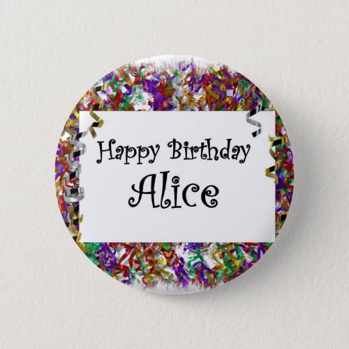 Happy Birthday Alice Button