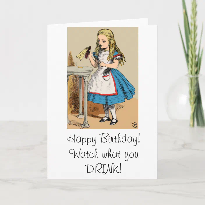 niece friend al3 Alice in Wonderland personalised birthday card daughter