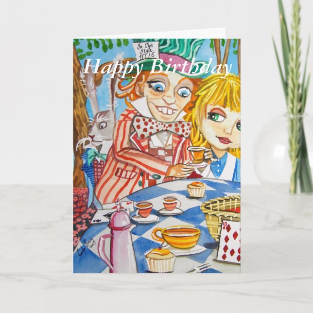 Happy Birthday Alice in wonderland tea party Card (Front)