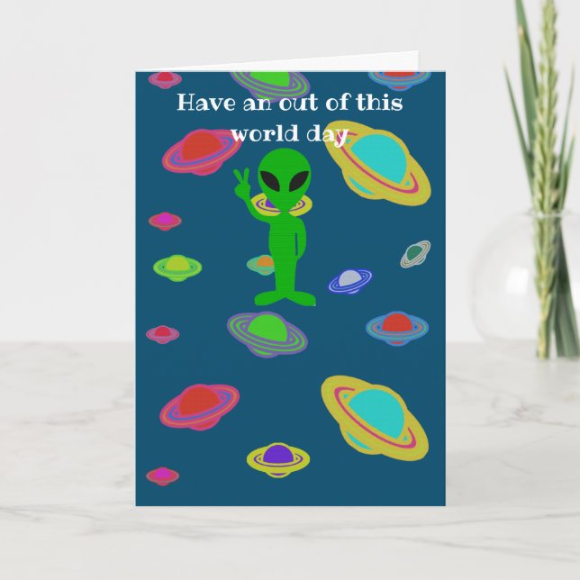 Happy Birthday Alien space Card (Front)