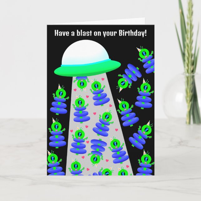 Happy Birthday alien themed card by Jo Images (Front)